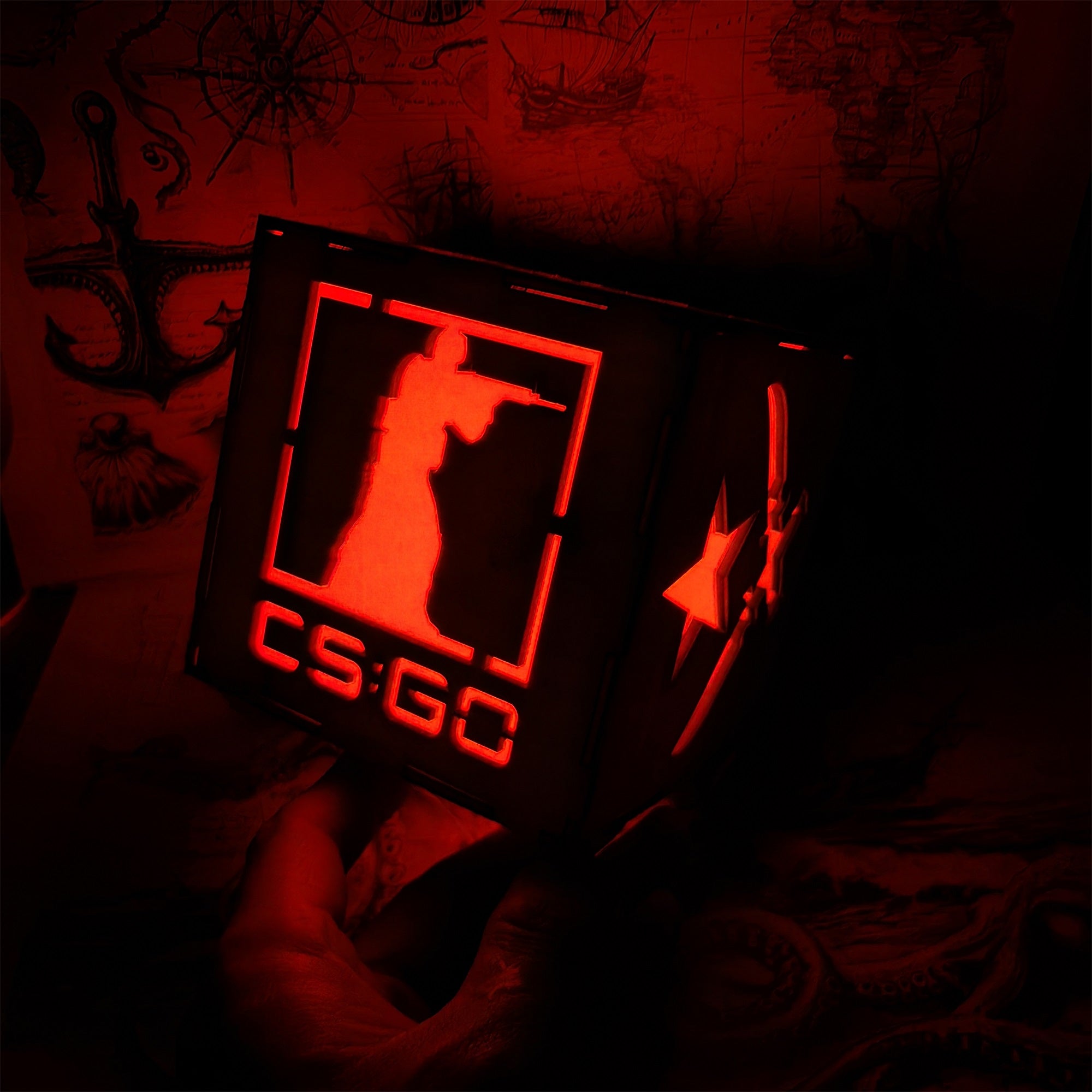 M16 Icon Inspired Wood Cube Light Desk Decor - Tophatter Daily Deals