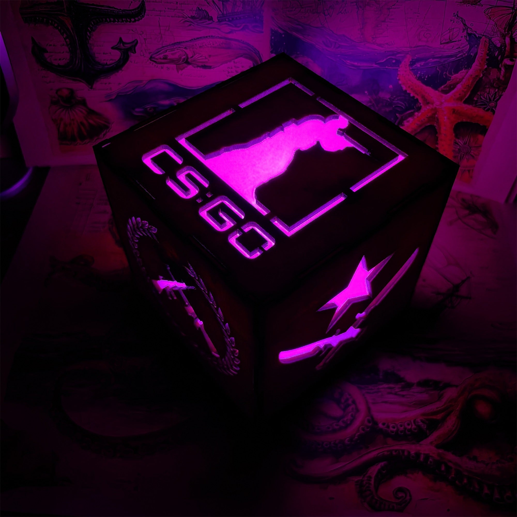 M16 Icon Inspired Wood Cube Light Desk Decor - Tophatter Daily Deals