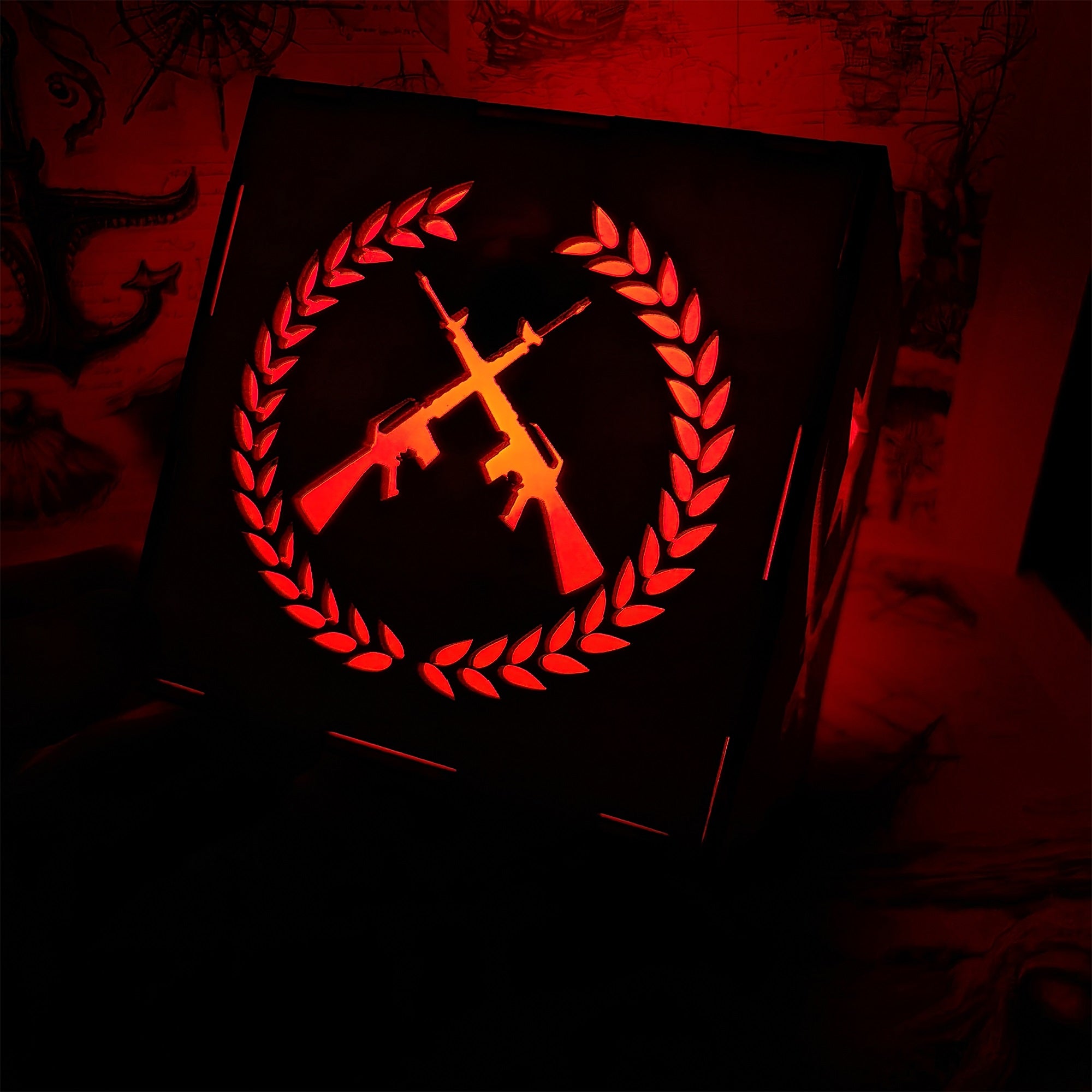 M16 Icon Inspired Wood Cube Light Desk Decor - Tophatter Daily Deals