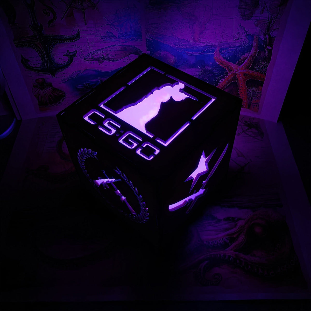 M16 Icon Inspired Wood Cube Light Desk Decor - Tophatter Daily Deals
