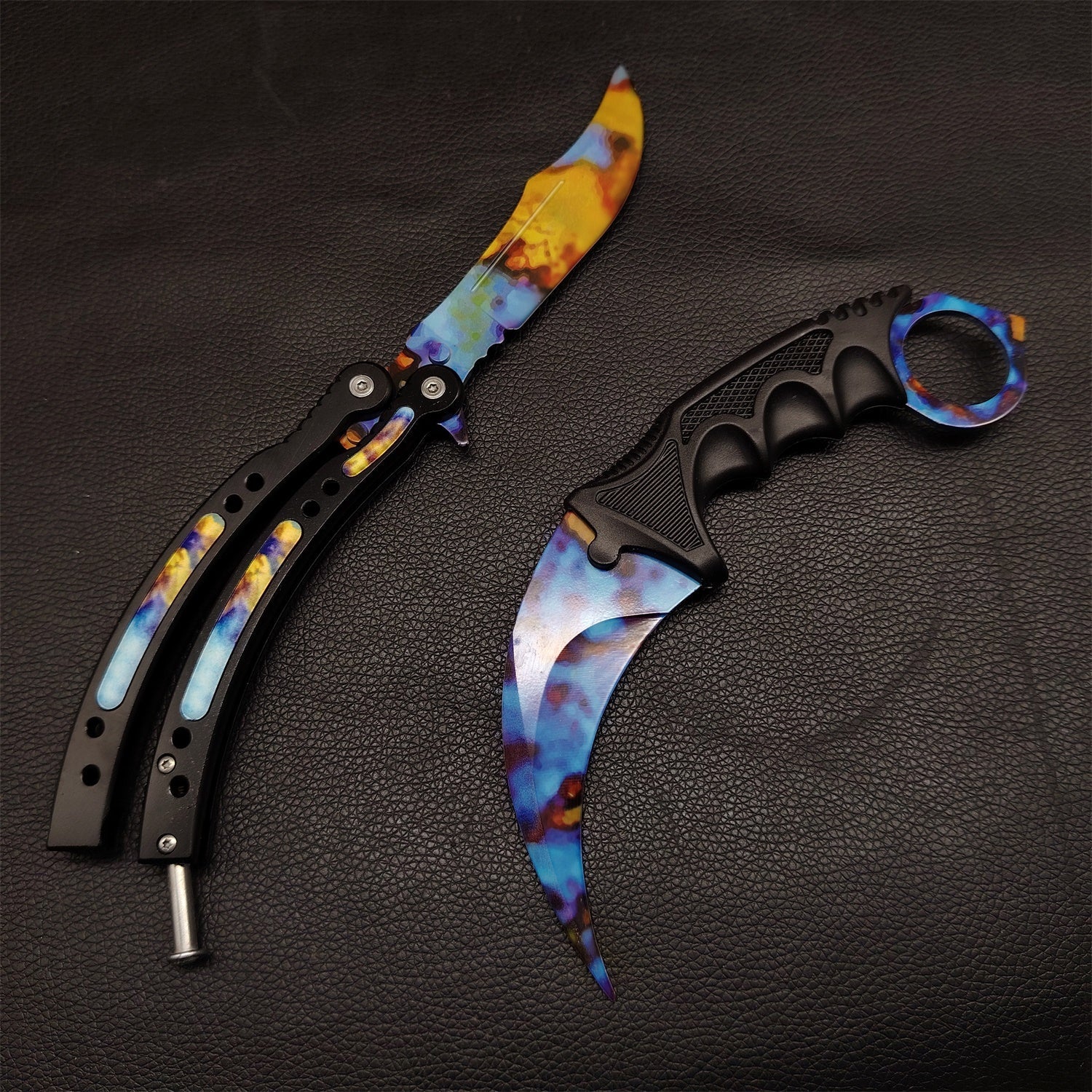 Case Hardened Blunt Blade Karambit Trainer & Balisong Butterfly Knife Trainer 2 in 1 Pack Gift Box Balisong & Karambit - Tophatter Daily Deals