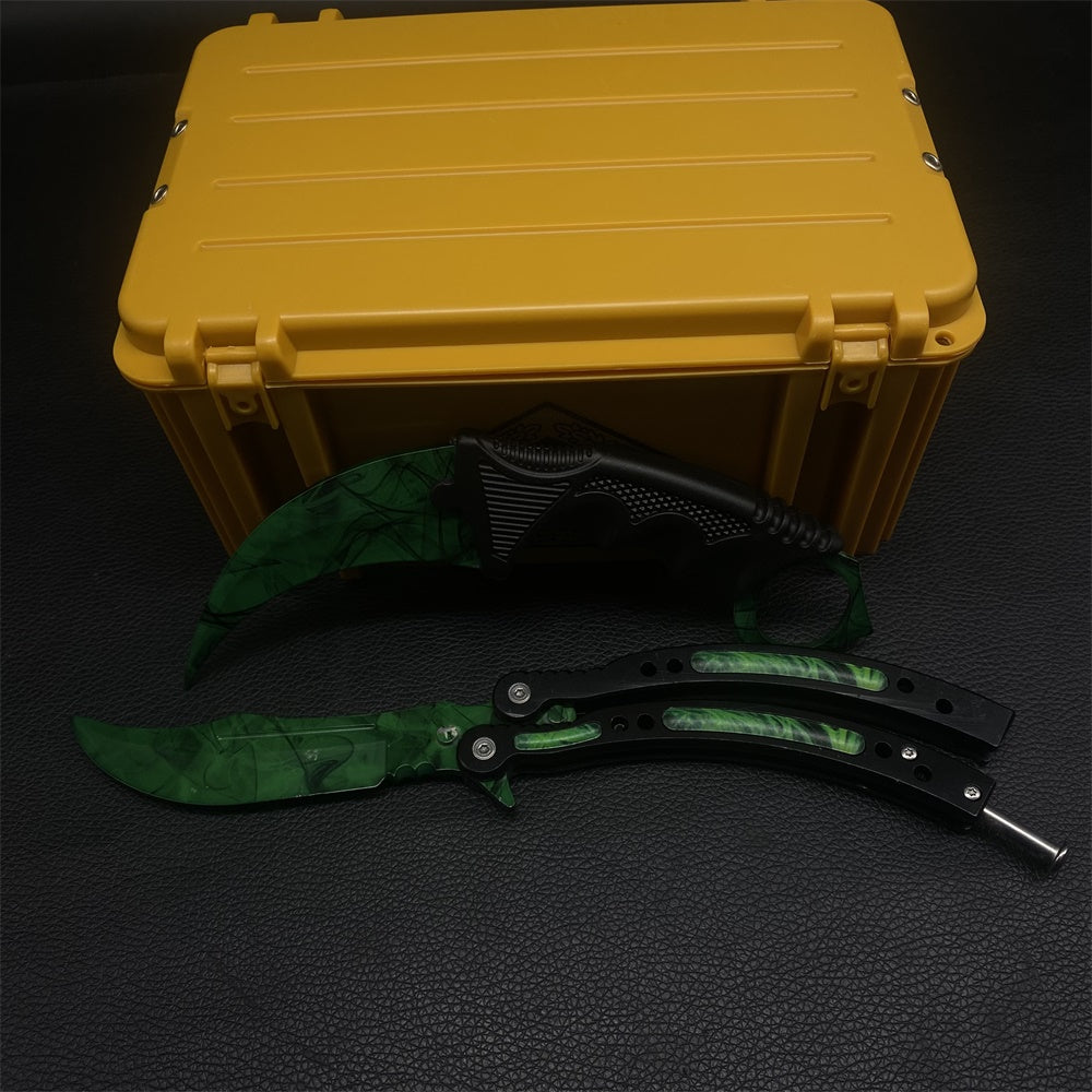 Fade Doppler Lore Case Hardened Gamma Case Balisong Karambit 2 in 1 Gift Box - Tophatter Daily Deals