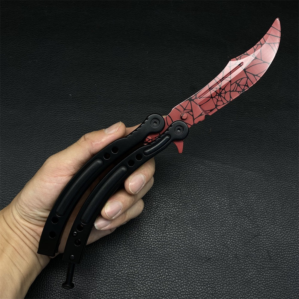 Crimson Web Skin Karambit & Balisong Trainer Weapon Case Blunt Blade Props - Tophatter Daily Deals
