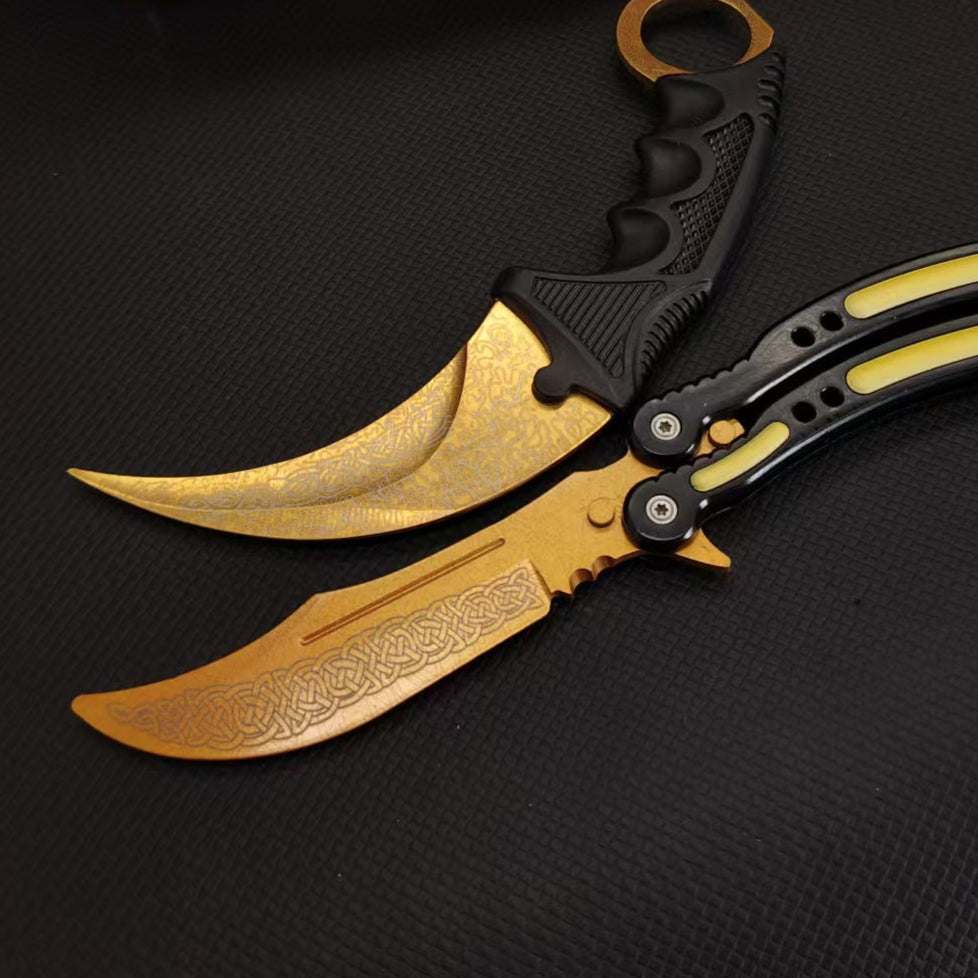 Lore Blunt Blade Karambit Trainer & Balisong Butterfly Knife Trainer 2 in 1 Pack Gift Box Balisong & Karambit - Tophatter Daily Deals