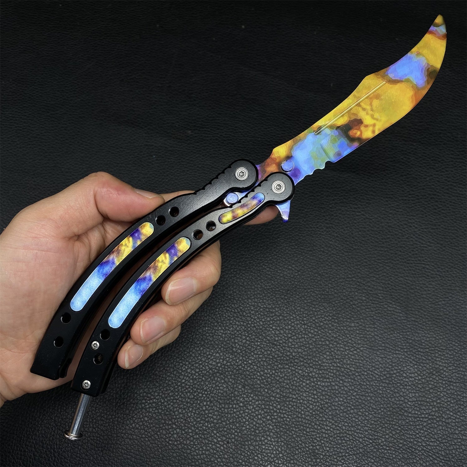 Case Hardened Blunt Blade Karambit Trainer & Balisong Butterfly Knife Trainer 2 in 1 Pack Gift Box - Tophatter Daily Deals