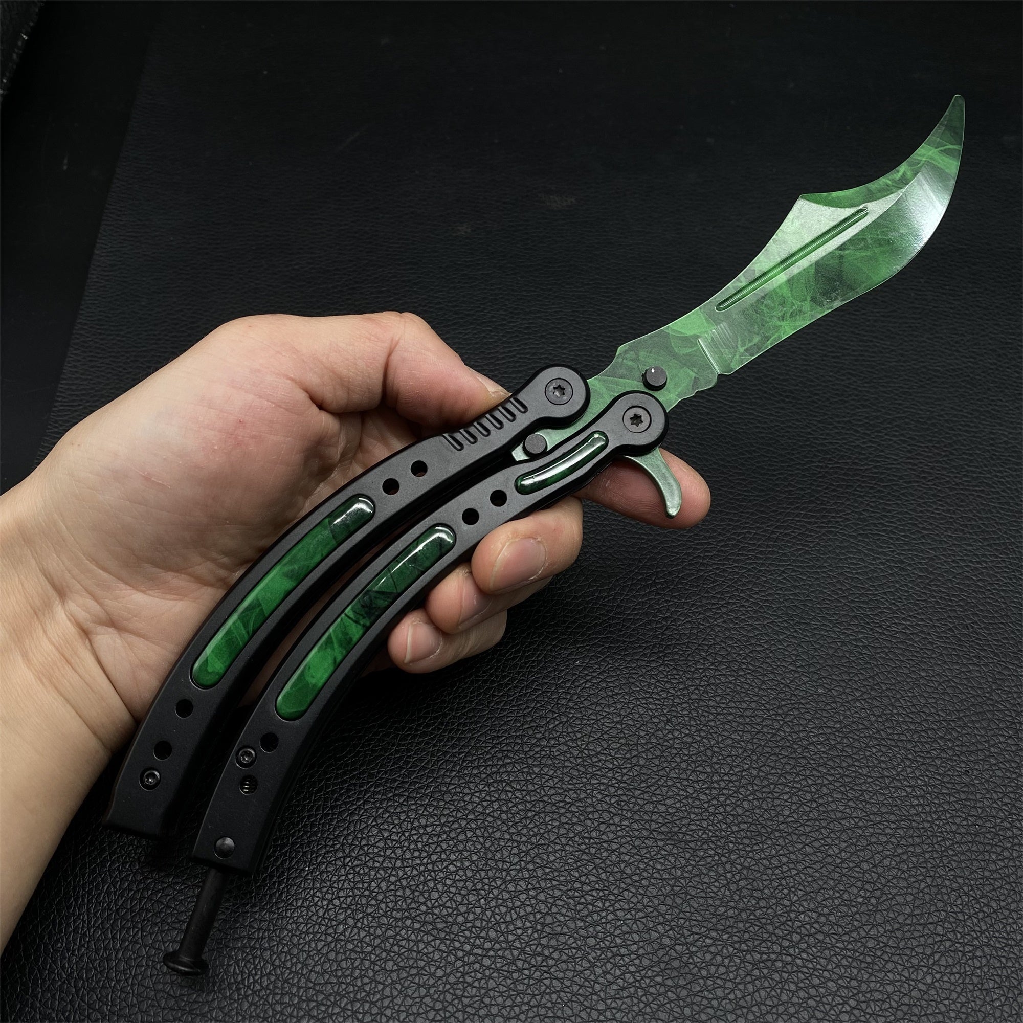 Game Go Steel Balisong Butterfly Knife Emerald - Tophatter Daily Deals