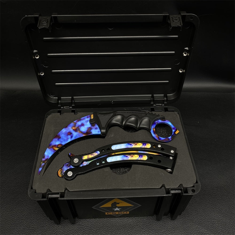 Black Gamma Weapon Case Blunt Blade Karambit & Balisong Gift Box Case Hardened - Tophatter Daily Deals