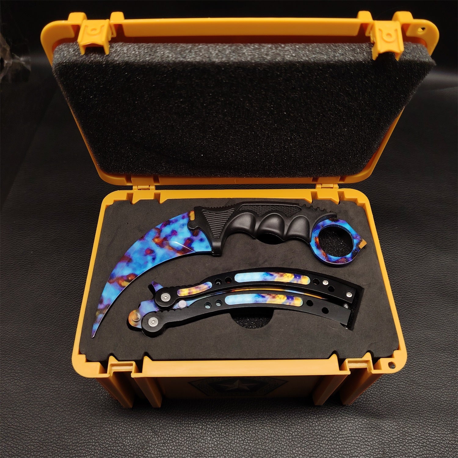 Case Hardened Blunt Blade Karambit Trainer & Balisong Butterfly Knife Trainer 2 in 1 Pack Gift Box - Tophatter Daily Deals