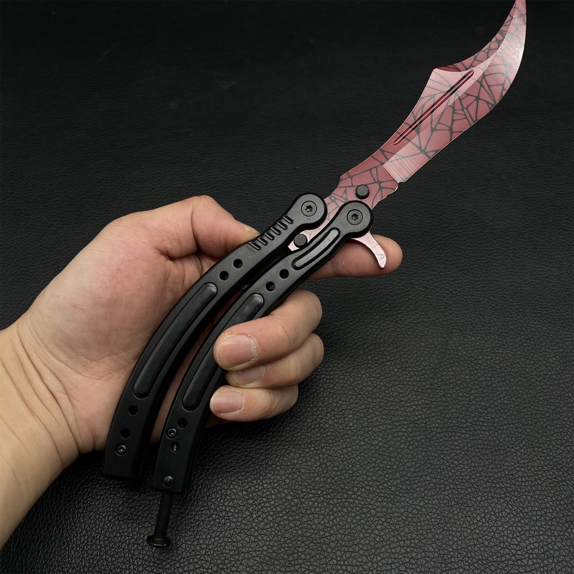 Game Go Steel Balisong Butterfly Knife Crimson Web - Tophatter Daily Deals
