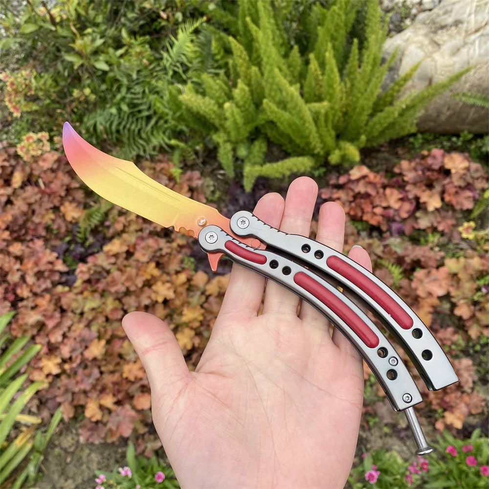 Global Offensive Game Balisong Karambit Blunt Blade Trainer Replica Fade Knife - Tophatter Daily Deals