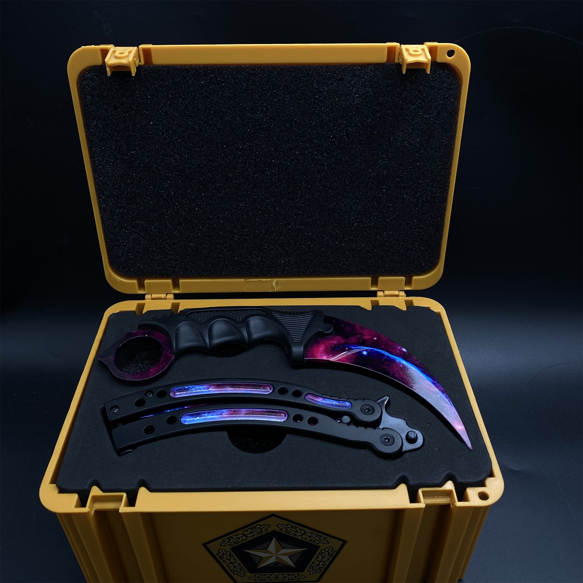 Fade Doppler Lore Case Hardened Gamma Case Balisong Karambit 2 in 1 Gift Box Galaxy - Tophatter Daily Deals