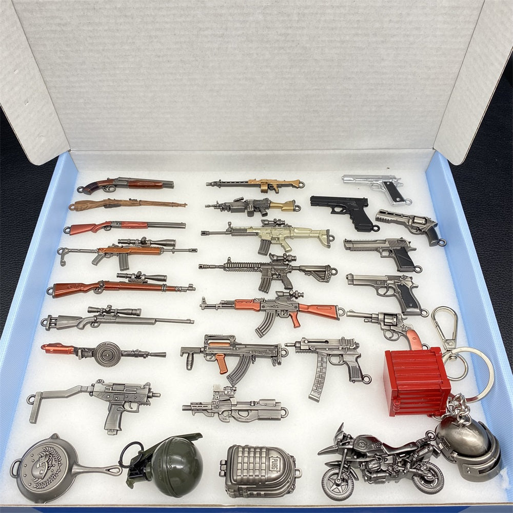 Ultimate PUBG Gamer Gift Box Air Drop Kar98K AKM P90 UZI HK416 Scar M1911 Desert Eagle MG3 Re45 M249 S686 Shotgun Mini14 M24 Miniatures 28 in 1 Ultimate PUBG Gamer Gift Box - Tophatter Daily Deals