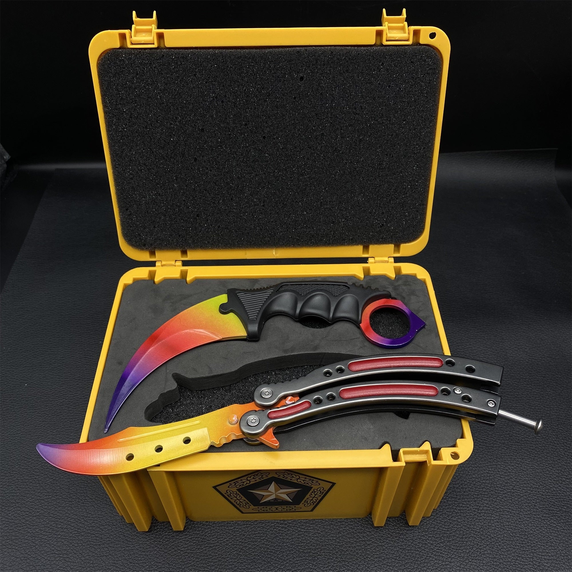 Fade Doppler Lore Case Hardened Gamma Case Balisong Karambit 2 in 1 Gift Box - Tophatter Daily Deals