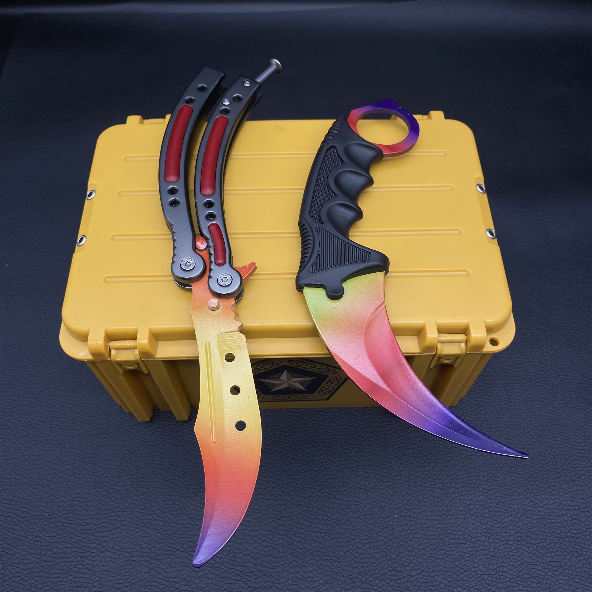 Fade Doppler Lore Case Hardened Gamma Case Balisong Karambit 2 in 1 Gift Box - Tophatter Daily Deals