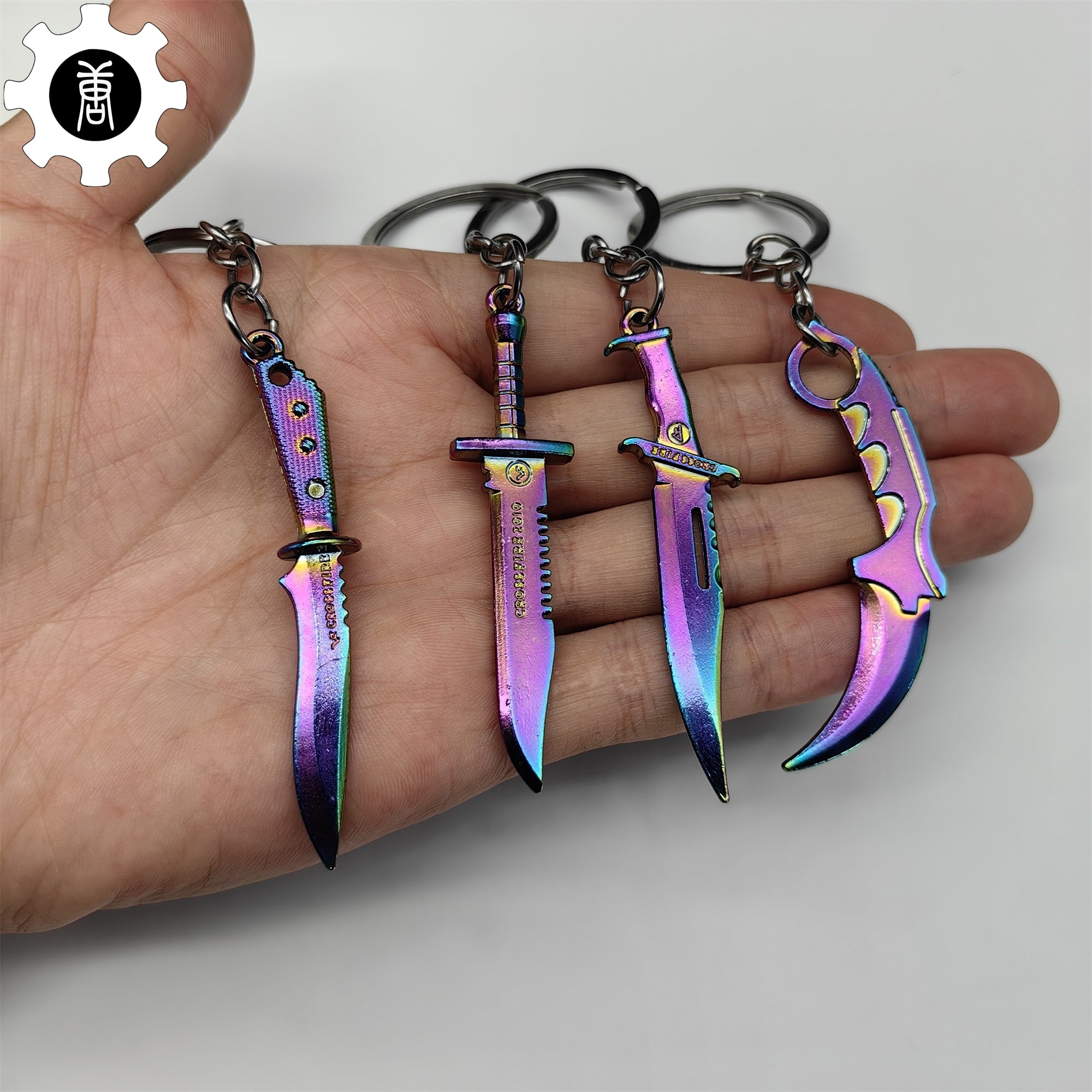 Mini Metal CS Karambit M9 Classical Knife Bowie Knife Keychains - Tophatter Daily Deals