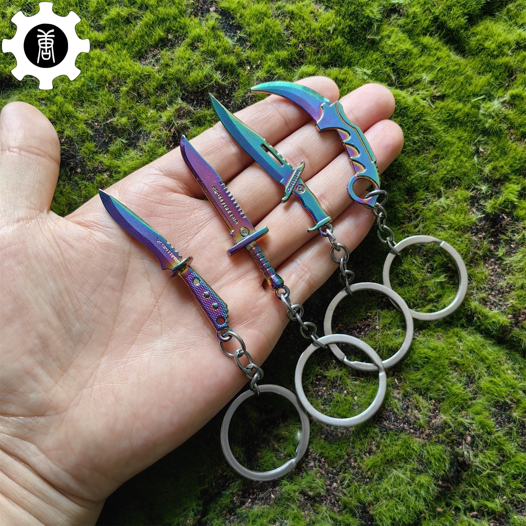 Mini Metal CS Karambit M9 Classical Knife Bowie Knife Keychains 4 Keychains - Tophatter Daily Deals