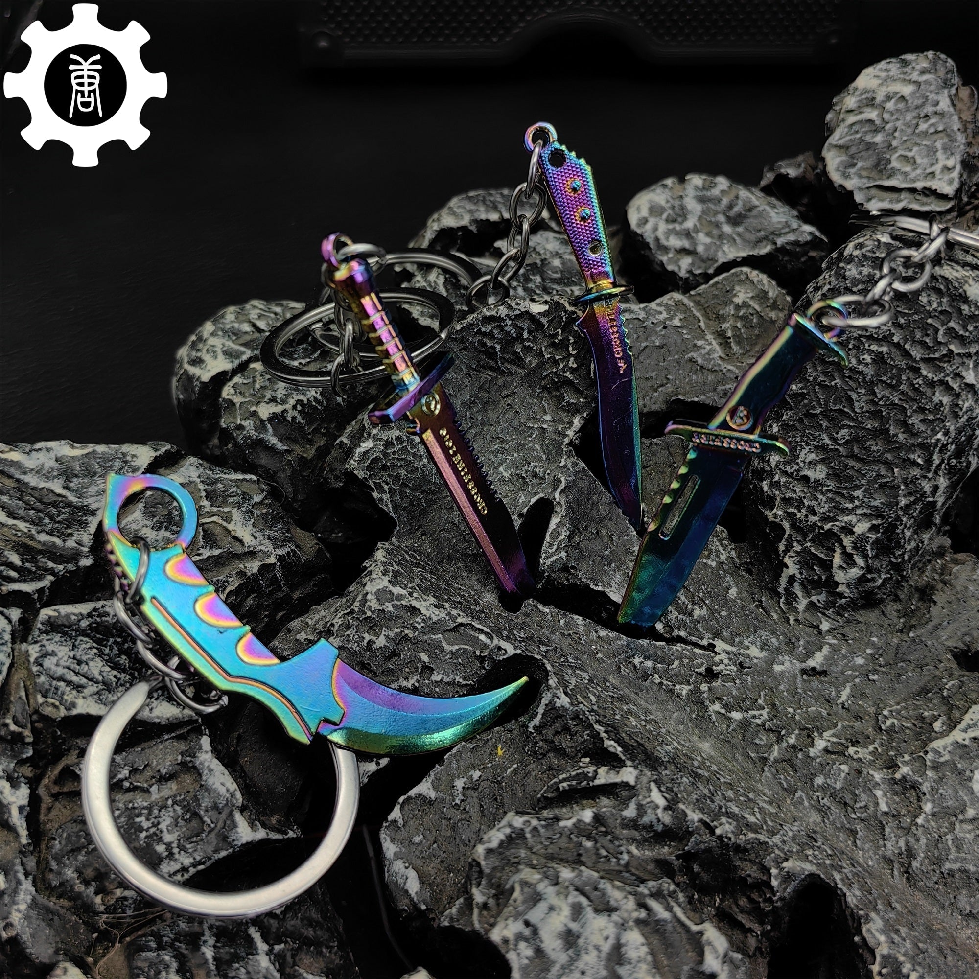 Mini Metal CS Karambit M9 Classical Knife Bowie Knife Keychains - Tophatter Daily Deals