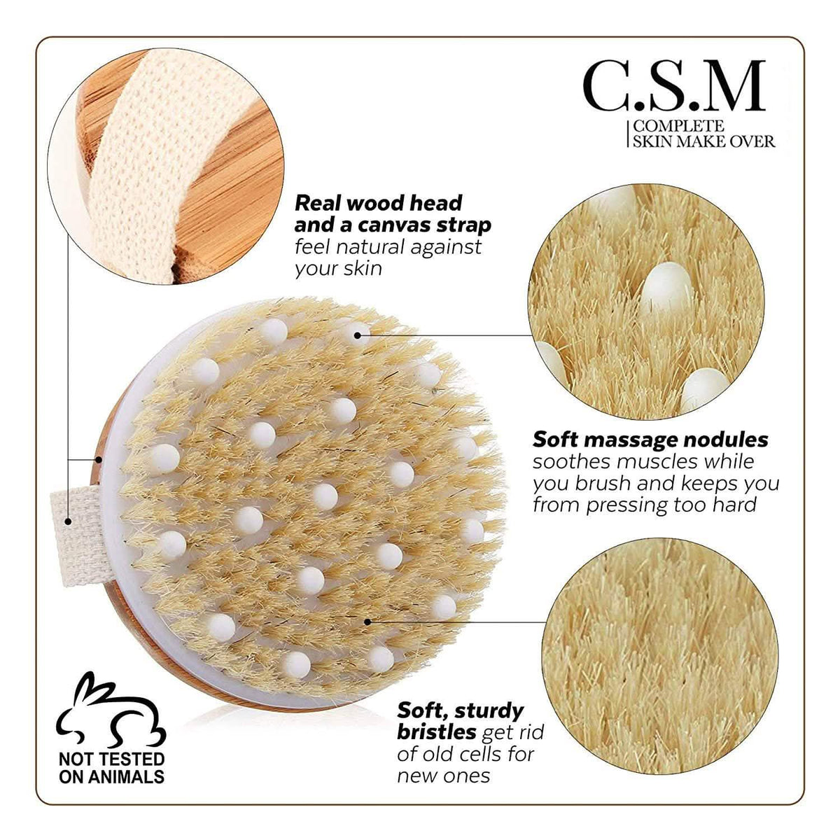 C.S.M. Body Brush for Wet or Dry Brushing Beauty & Personal Care - Tophatter Daily Deals