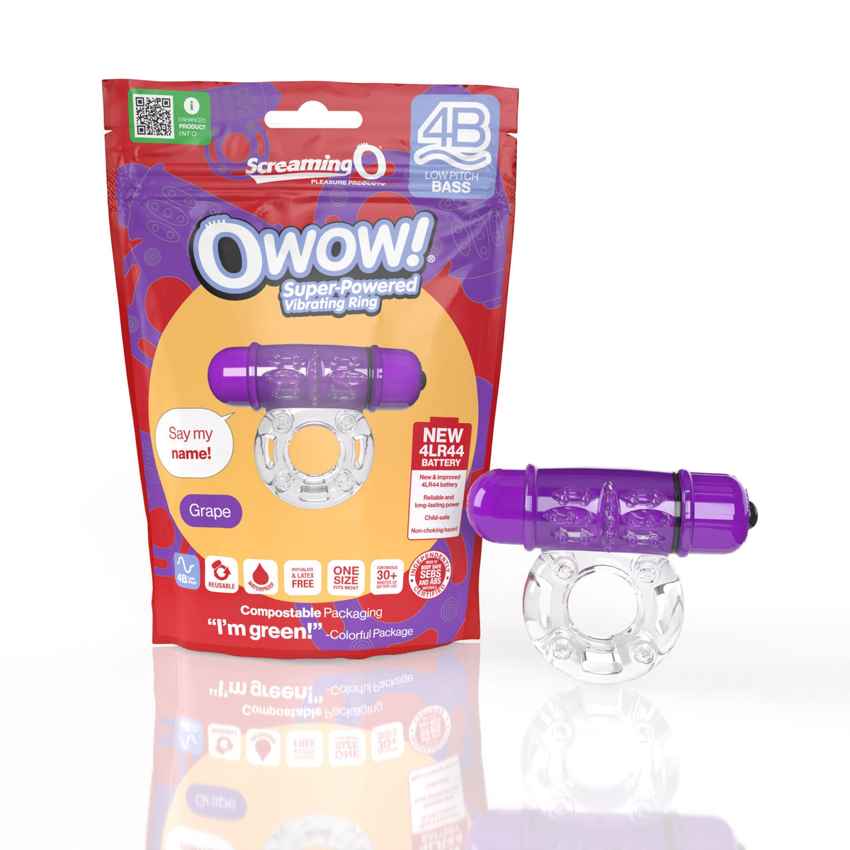Owow 4B Low Pitch Bass (Grape) > Cock Ring > Vibrating - Tophatter Daily Deals