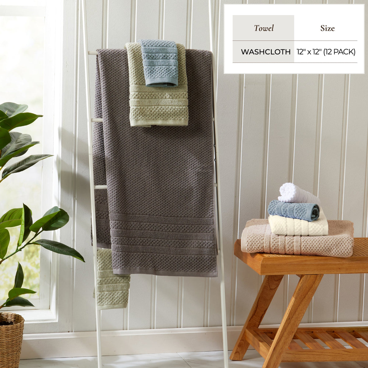100% Cotton Checkered Jacquard Bath Towel Set - Giuliana Collection Bath - Tophatter Daily Deals