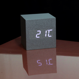 Wood Cubee Alarm Clock Silver Alarm Clock - Tophatter Daily Deals