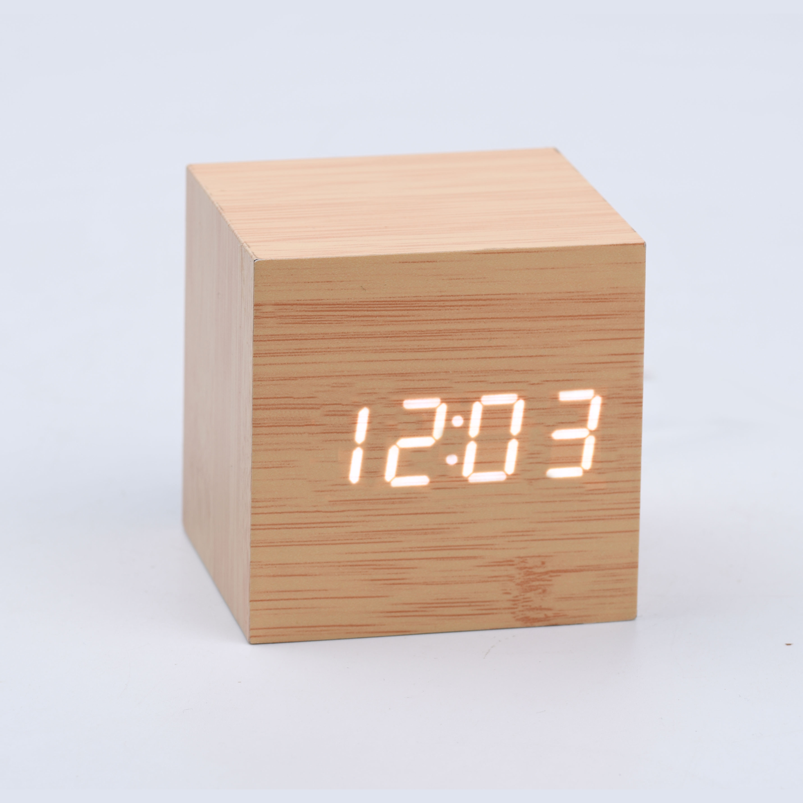 Wood Cubee Alarm Clock Natural Wood Alarm Clock - Tophatter Daily Deals