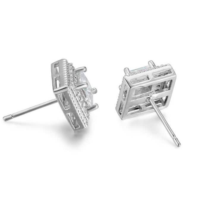 Cubic Zirconia Princess Cable Halo Stud Earrings Earrings - Tophatter Daily Deals