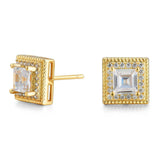 Cubic Zirconia Princess Cable Halo Stud Earrings Gold Earrings - Tophatter Daily Deals