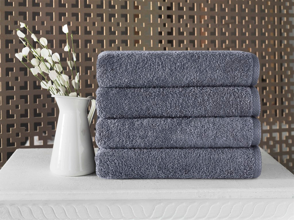 Hospitality Turkish Cotton Bath Towels - 4 Pieces Gray 24x48 Bath Towel - Tophatter Daily Deals