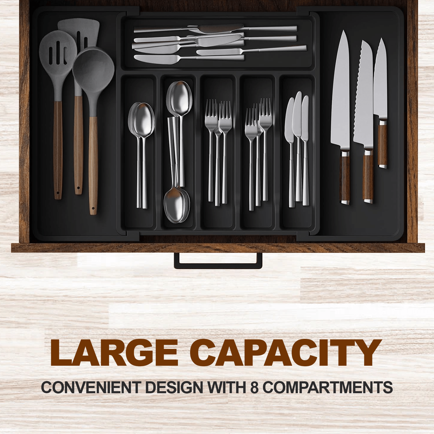 Cutlery Tray For Drawer - Extendable Drawer Organiser Insert For Kitchen Utensils Storage Household - Tophatter Daily Deals