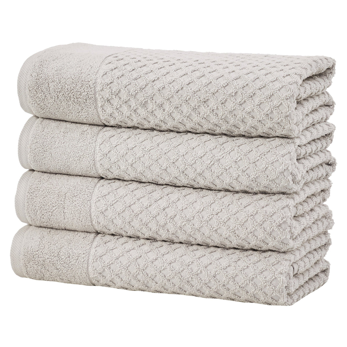 Cotton Diamond Waffle Weave Bath Towel Set - Grayson Collection Bath Towel (Pack of 4) Light Gray Bath - Tophatter Daily Deals