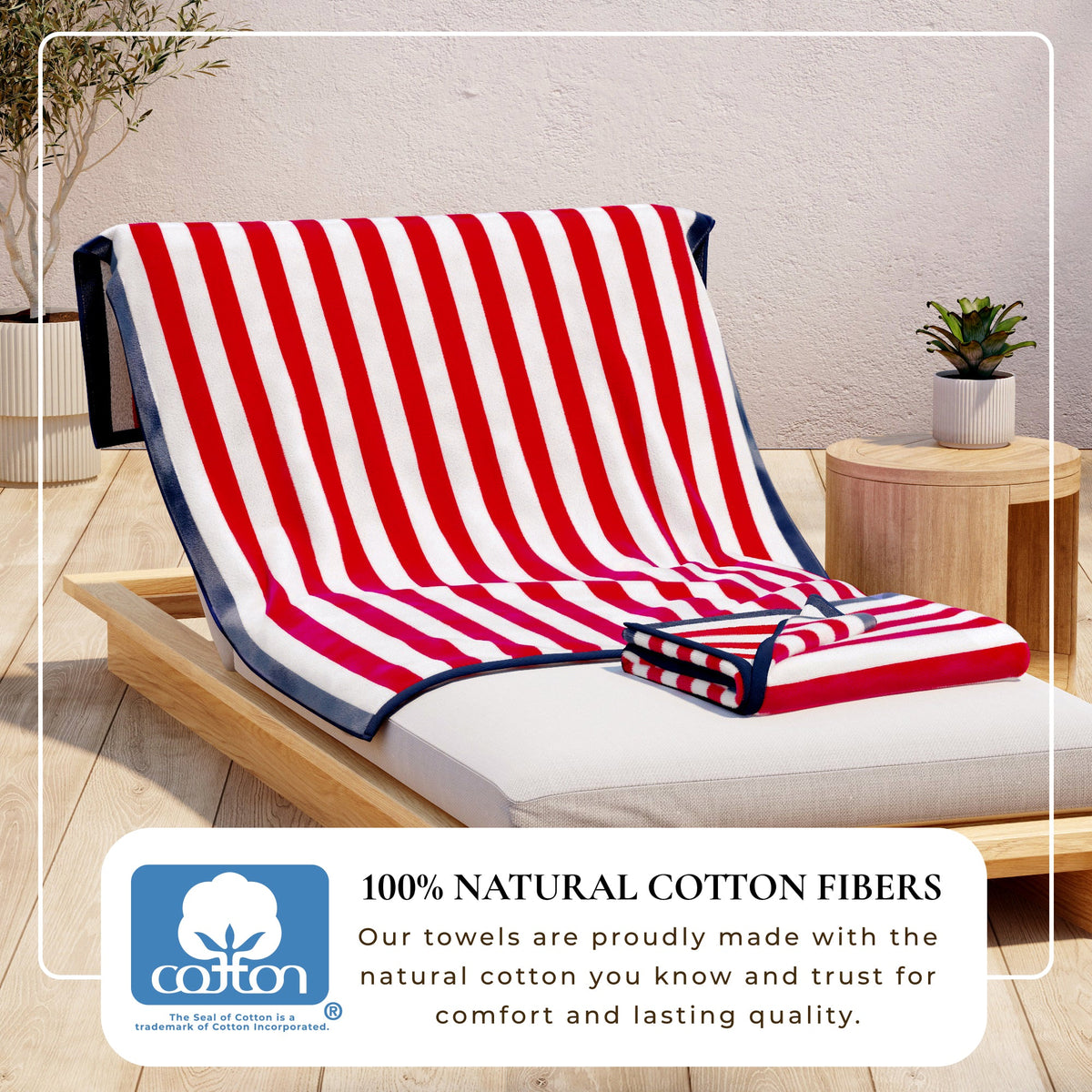 Oversized Striped Border Cabana Beach Towel - Santa Cruz Bath - Tophatter Daily Deals