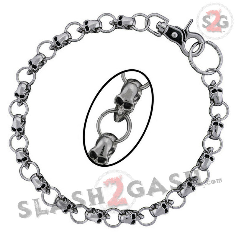 Hot Leathers Wallet Chain with Small Skull Medallions 18