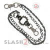 Hot Leathers Gunmetal Double Wallet Chain w/ Spikes and Skull 18" Wallet Chain - Tophatter Daily Deals
