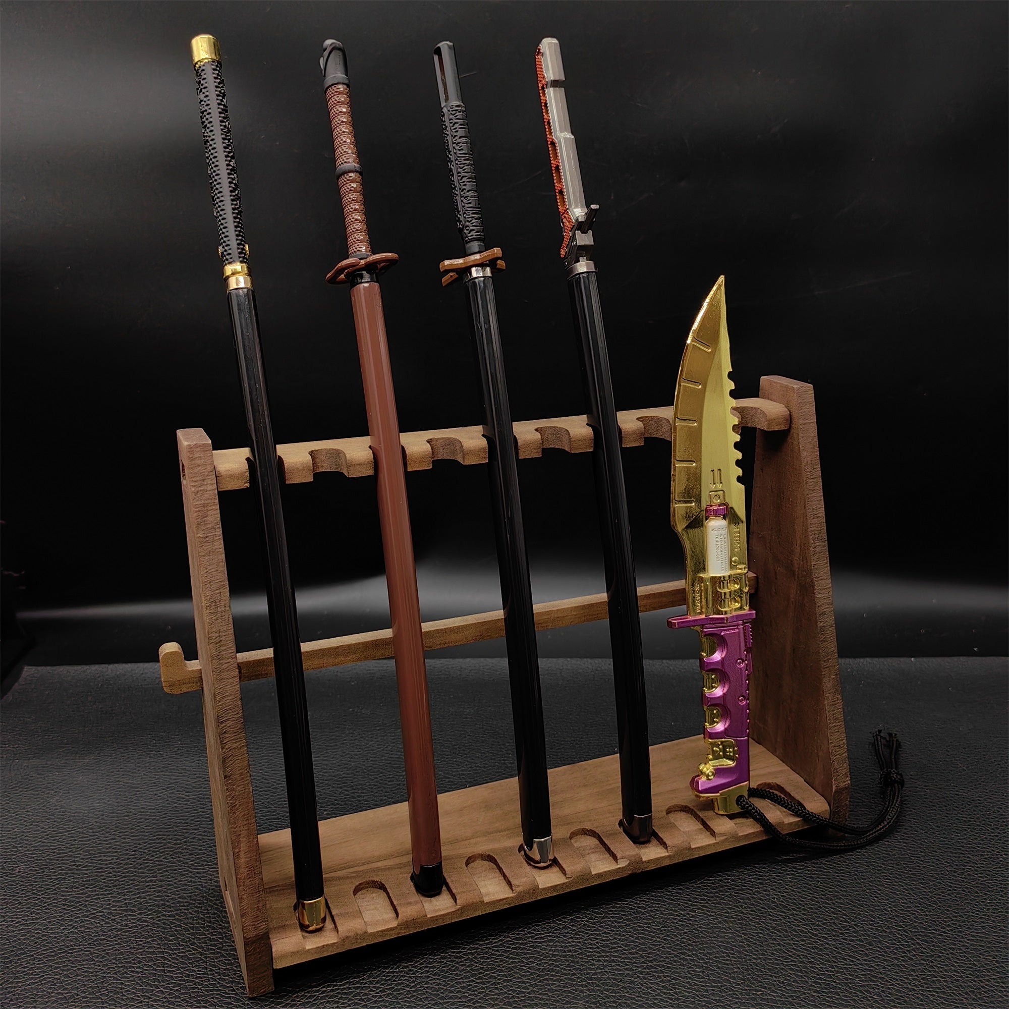 Cyberpunk Style Mini Katanas Jinchu Maru Black Unicorn Byakko Thermal Katana Errata Headhunter Knife 5 in 1 Pack - Tophatter Daily Deals