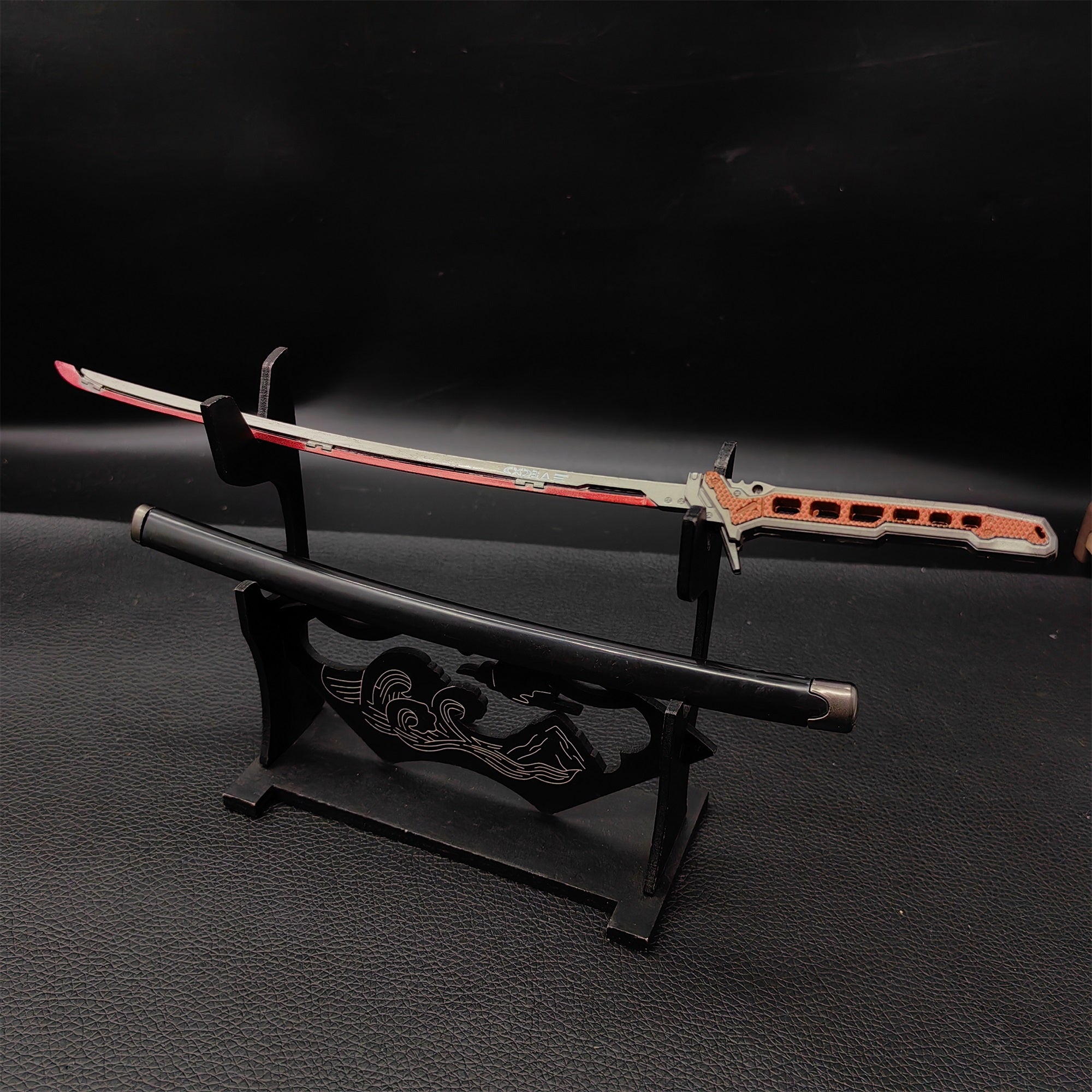 Cyberpunk Style Mini Katanas Jinchu Maru Black Unicorn Byakko Thermal Katana Errata Headhunter Knife 5 in 1 Pack Thermal Katana Errata & Stand - Tophatter Daily Deals