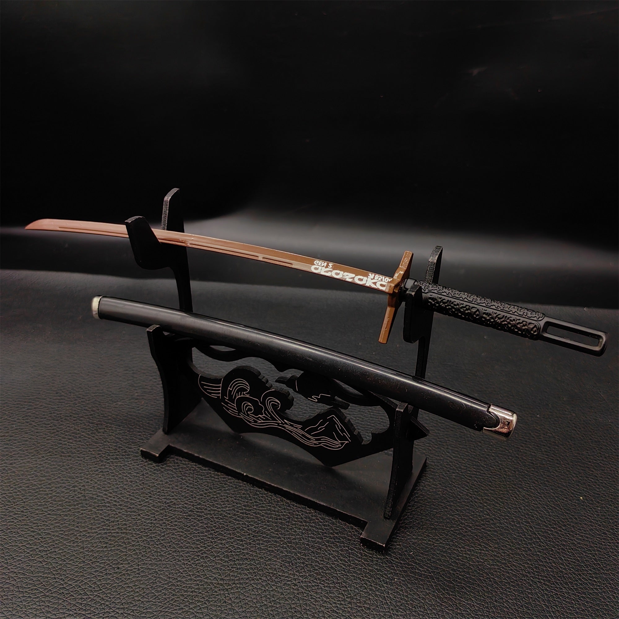 Cyberpunk Style Mini Katanas Jinchu Maru Black Unicorn Byakko Thermal Katana Errata Headhunter Knife 5 in 1 Pack Jinchu Maru & Stand - Tophatter Daily Deals