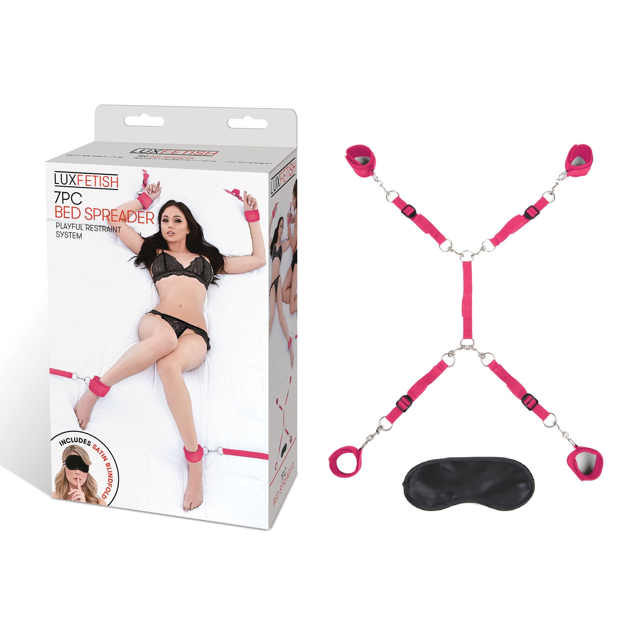 7-Piece Hot Pink Bed Spreader Bondage Set With Adjustable Cuffs > Bondage Gear > Restraints - Tophatter Daily Deals