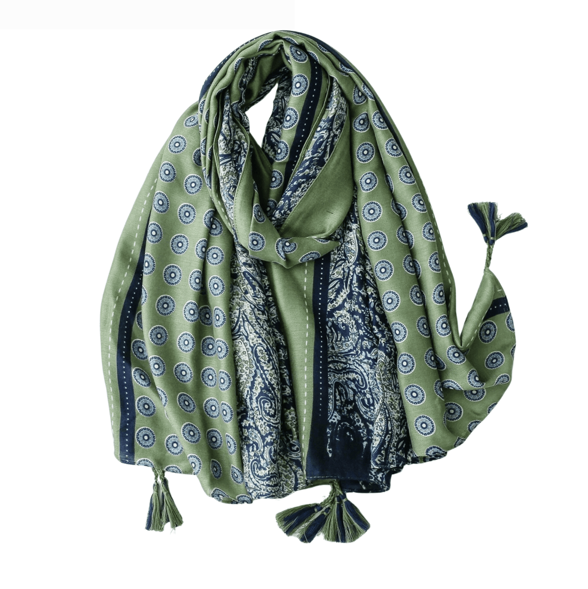 Green And Navy Circle Scarf Multi Scarves - Tophatter Daily Deals
