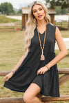 Frill Notched Sleeveless Mini Dress Casual Dresses - Tophatter Daily Deals