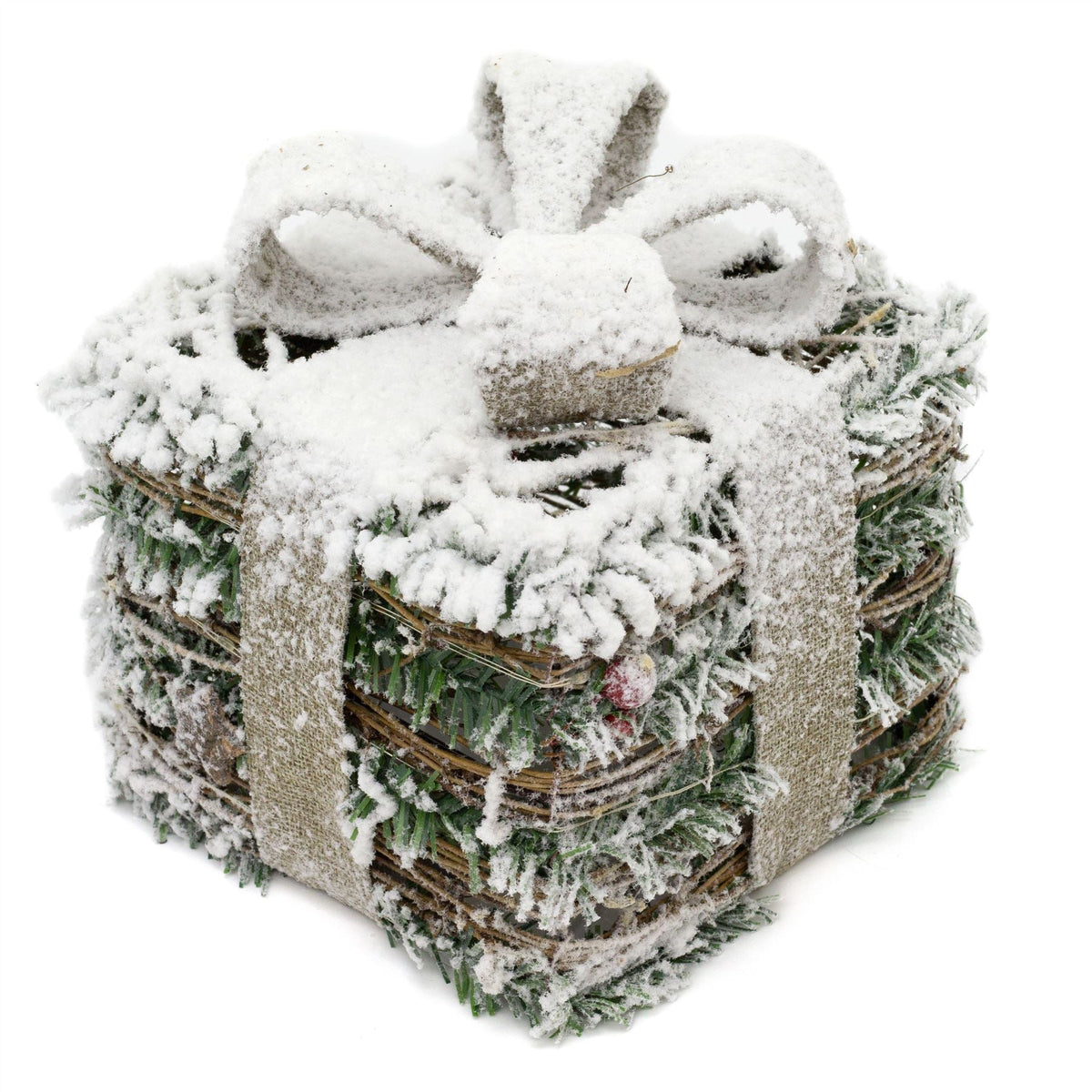 Set Of 3 LED Light Up Christmas Present Boxes | 3 Piece Rattan Snow Topped Light Up Xmas Christmas Gift Boxes | LED Christmas Parcels Christmas Decorations Ornament - Tophatter Daily Deals
