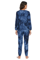 Tie-Dye Top and Drawstring Pants Lounge Set Loungewear Sets - Tophatter Daily Deals