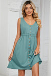 Buttoned Wide Strap Mini Dress Casual Dresses - Tophatter Daily Deals