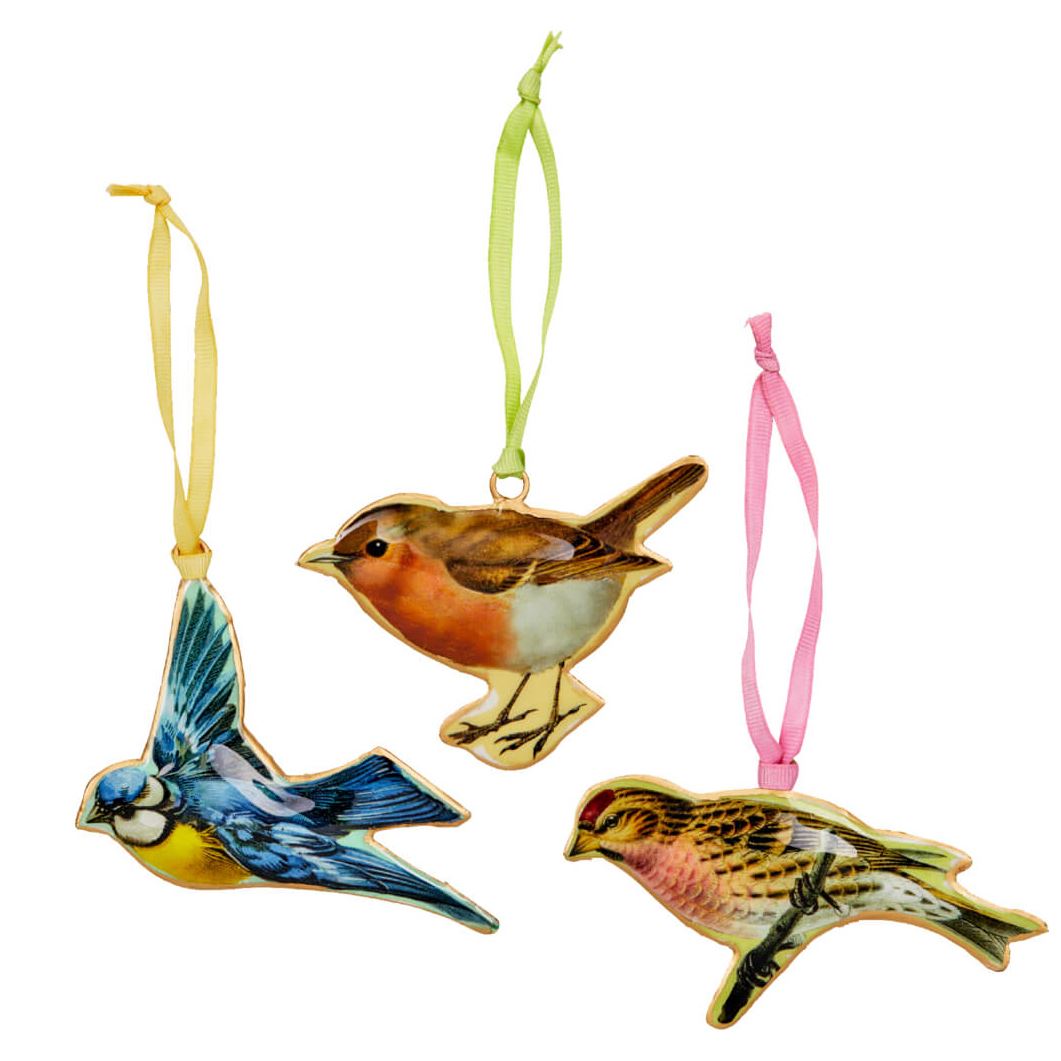 Bird Christmas Bauble | Vintage-Style Metal Tree Ornament with Hanging Ribbon Baubles - Tophatter Daily Deals