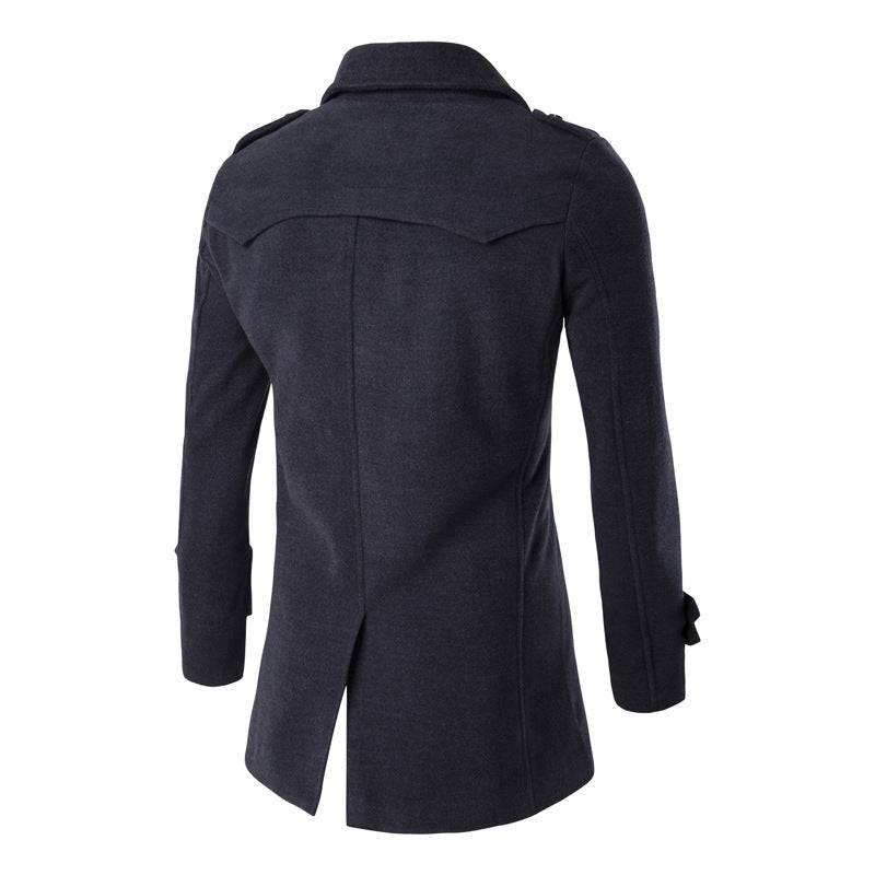 Warm Men's Peacoat - Double Breasted, Woolen Feel, Winter 3D Changing Face Moving Picture Frame - Tophatter Daily Deals
