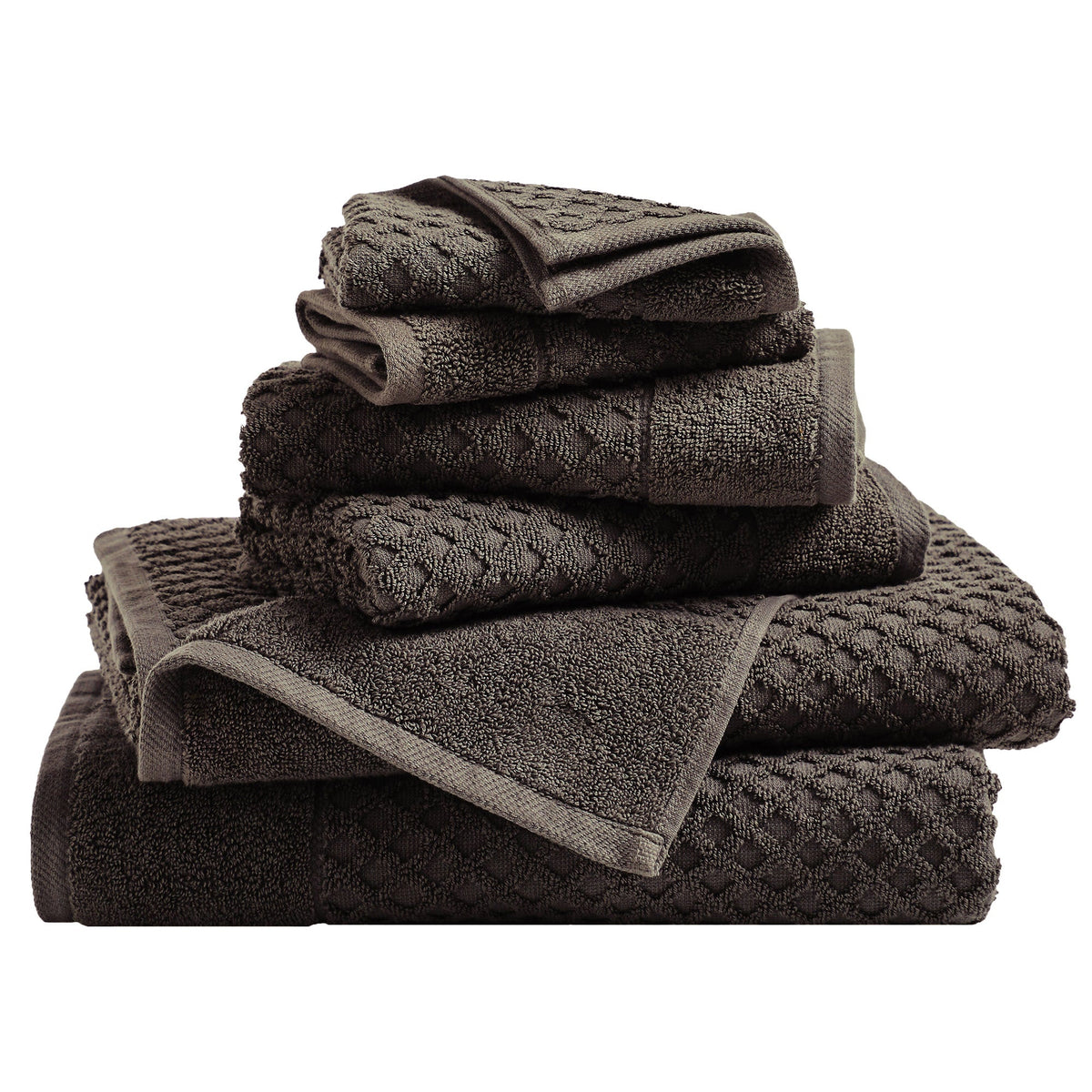 Cotton Diamond Waffle Weave Bath Towel Set - Grayson Collection 6 Piece Set Midnight Bath - Tophatter Daily Deals