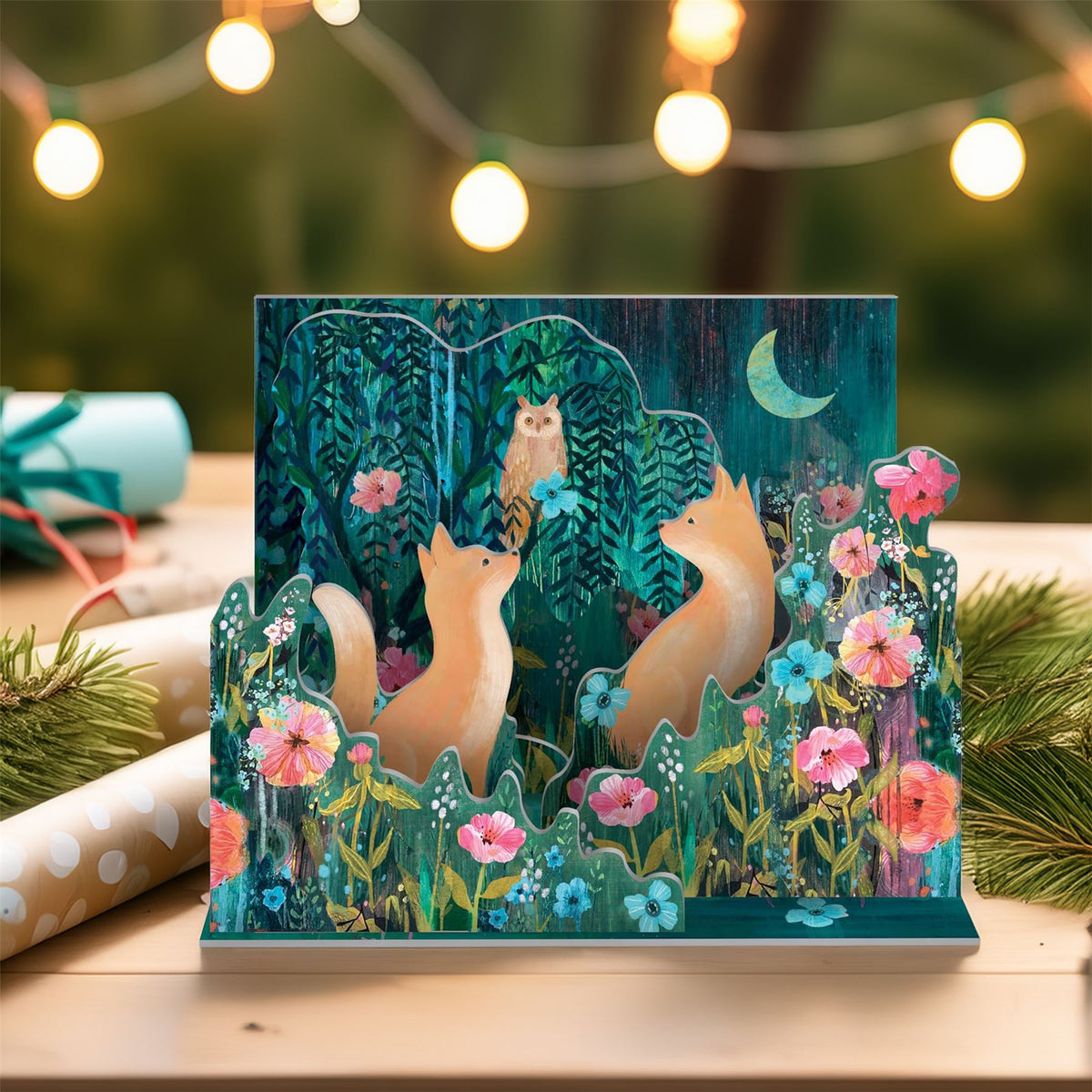 Moonlit Meadow Pop & Slot 3D Decoration | Build Your Own Flora & Fauna Diorama Ornament - Tophatter Daily Deals