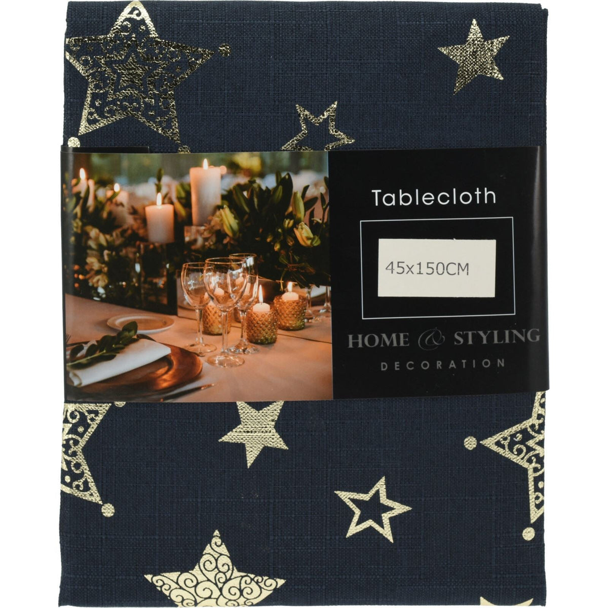 Navy Blue & Gold Table Runner | Fabric Christmas Table Runner - 45x150cm Table Runner - Tophatter Daily Deals