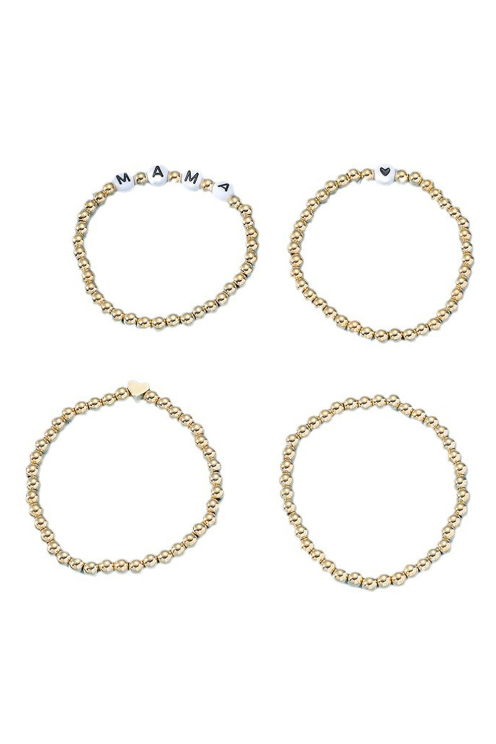 Gold MAMA Heart Bead 4Pcs Bracelets Set Bracelets - Tophatter Daily Deals