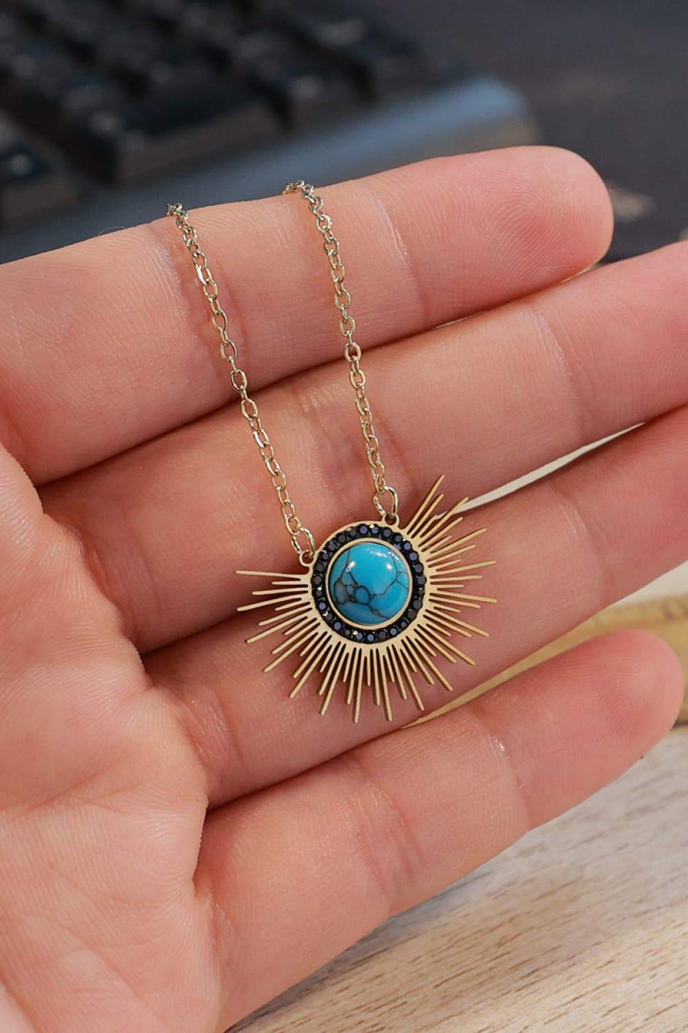 Turquoise 14K Gold Plated Pendant Necklace Necklaces - Tophatter Daily Deals